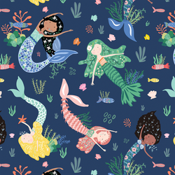 Mermaids and Friends in Deep Ocean