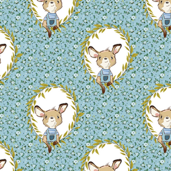 Large Dainty Floral Baby Boy Kangaroo in Blue