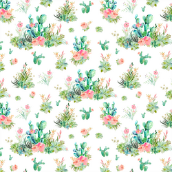 Small Cactus Floral in White