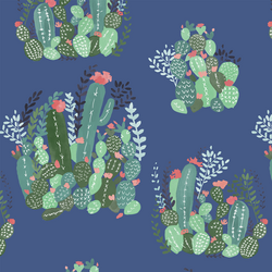 Blooming Desert in Dark Blue Jay