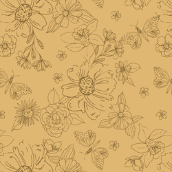 Big Sketched Florals in Daffodil