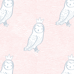 Crowned Owl in Sweet Pink and Cashmere Blue