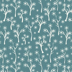 Winter Trees in Cloudy Blue