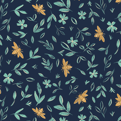 Buzzing Garden in Deep Indigo