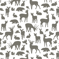 Forest Friends in Greige on White