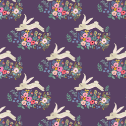 Little Bunny and Blooms in Aubergine