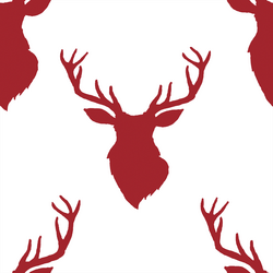 Deer Silhouette in Berry Red on White