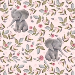 Floral Baby Elephant in Soft Blush
