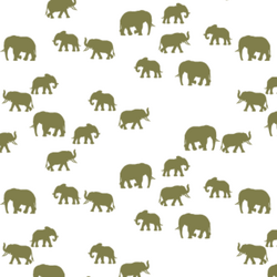 Elephant Silhouette in Jungle on White