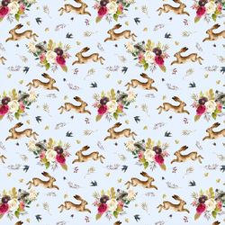 Small Autumn Bunnies in Soft Blue
