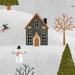 Large December Village in Gray