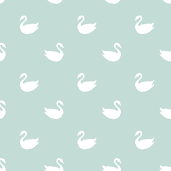 Swan Silhouette in White on Mint Green
