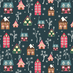 Gingerbread Houses in Winter Night
