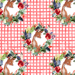Small Boho Winter Deer in Peppermint Plaid