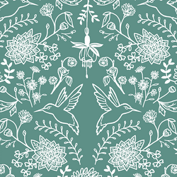 Hummingbird Damask in Agate