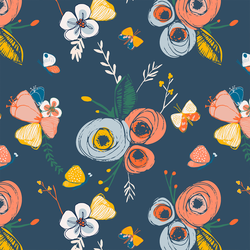 Floral in Blue Horizon