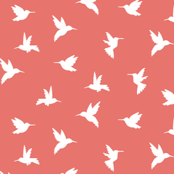 Hummingbird Silhouette in Living Coral