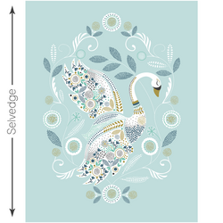 Swan Lake Quilt Panel in Glacier Blue