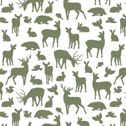 Forest Friends in Olive on White
