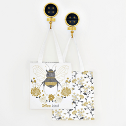 Bee Kind Tote Panel in Onyx and Gold
