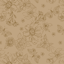 Big Sketched Florals in Mocha