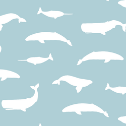 Whale Silhouette in Powder Blue