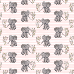 Little Baby Elephant on Stripes in Soft Blush