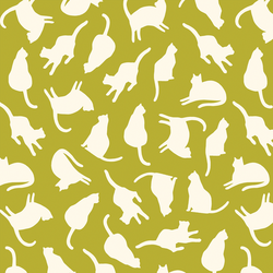Silhouette Cats in Pear Green