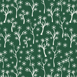 Winter Trees in Forest Green