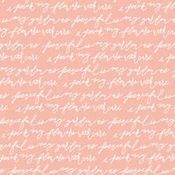 Peaceful is My Garden in White on Peach Blush