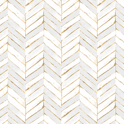 Painted Chevron in White and Gold
