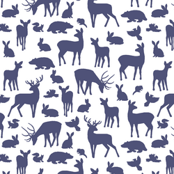 Forest Friends in Indigo on White