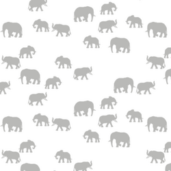 Elephant Silhouette in Pebble on White