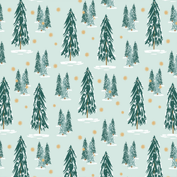 Pine Forest in Winter Green