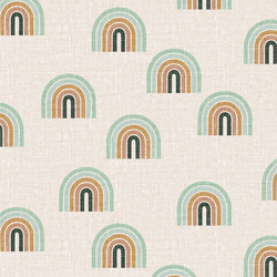 Retro Rainbows in Green and Mustard