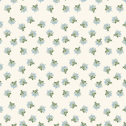 Blue Woodland Florals in Ivory