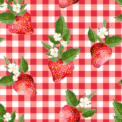 Large Strawberries in Berry Red Gingham