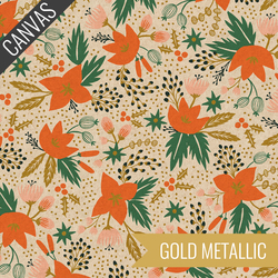 Poinsettia Canvas in Cream Unbleached Metallic