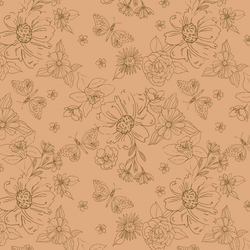 Sketched Florals in Rose