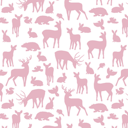 Forest Friends in Carnation on White
