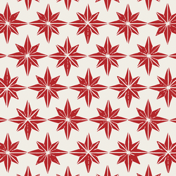 Large Stars in Christmas Red on Cream