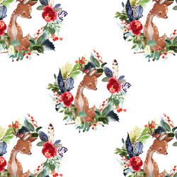 Small Boho Winter Deer in White