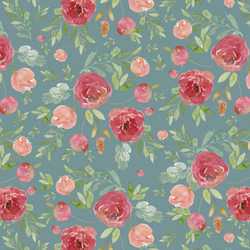 Wild Roses in Rainy Blue
