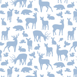 Forest Friends in Water on White