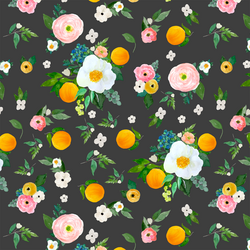 Large Orange Blossoms in Onyx