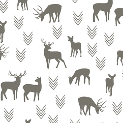 Deer Silhouette in Greige on White