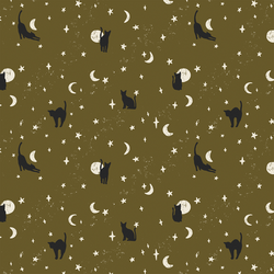 Moonstruck Cats in Olive Green