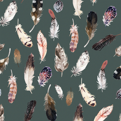Falling Feathers in Grey Green