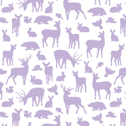Forest Friends in Lilac on White
