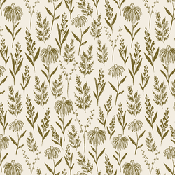 Perennials in Olive on Cream